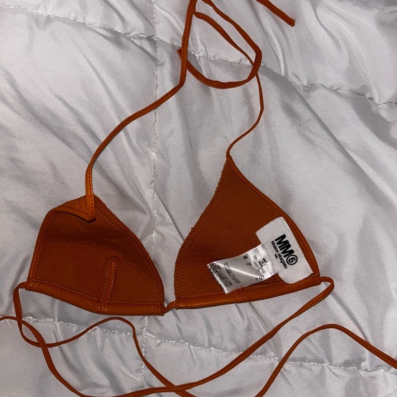 MM6 Maison Margiela Orange Leather Bra - Picture 2 of 4